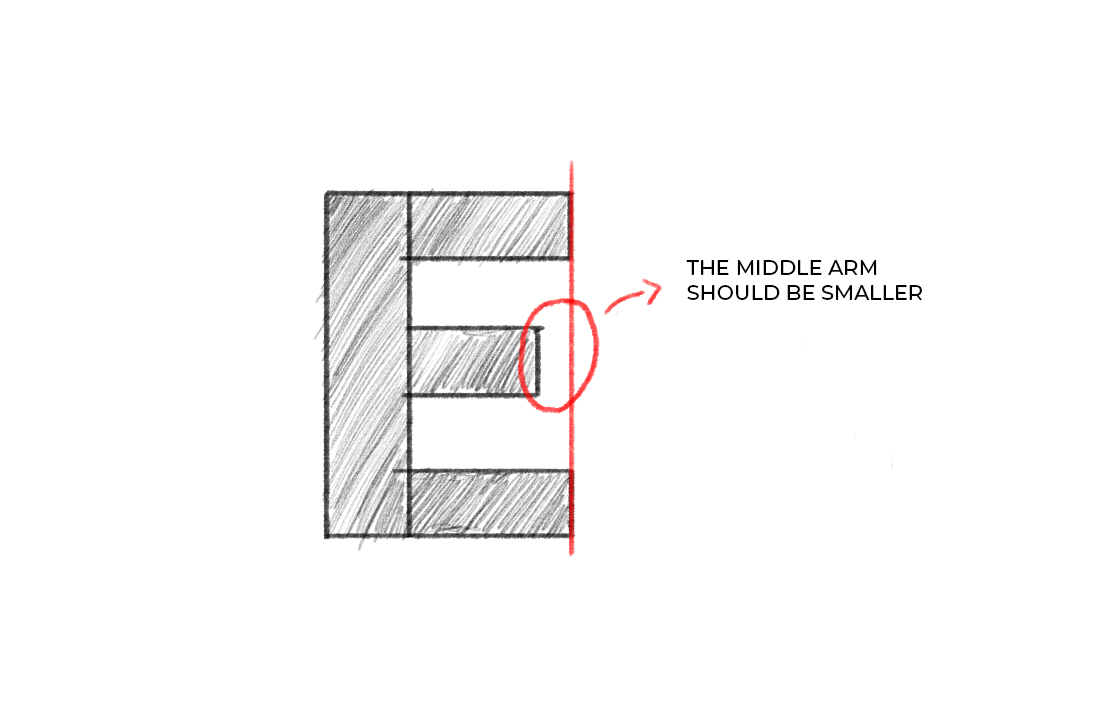 How to draw sans serif letters - Letter E