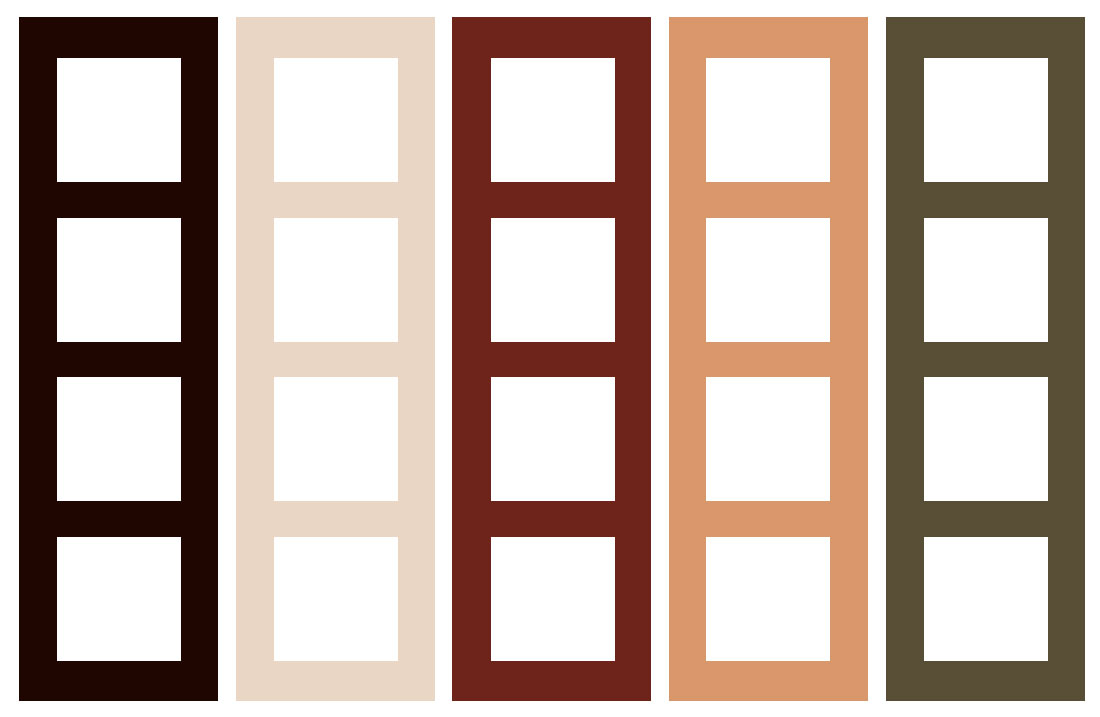 Color palette with small white rectangles on top of each color