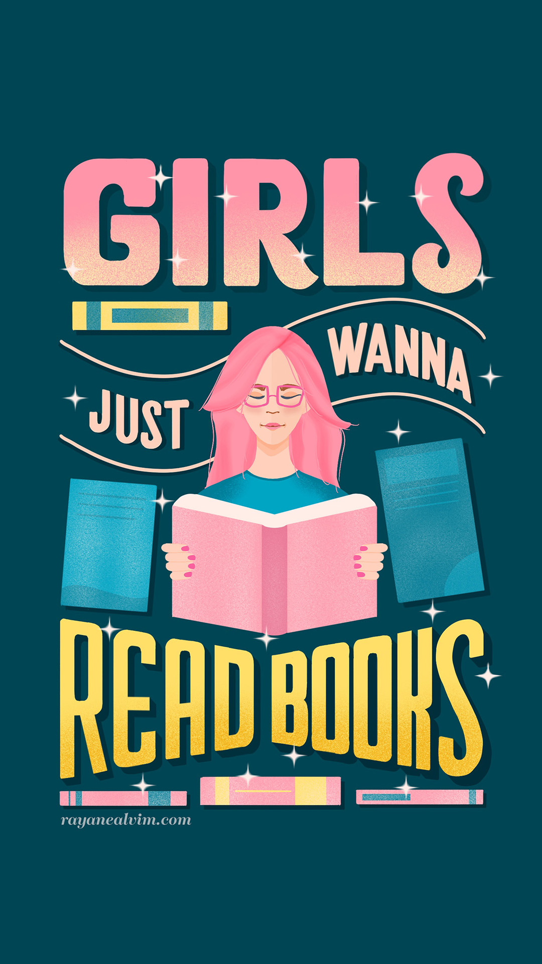 girls just wanna read books wallpaper