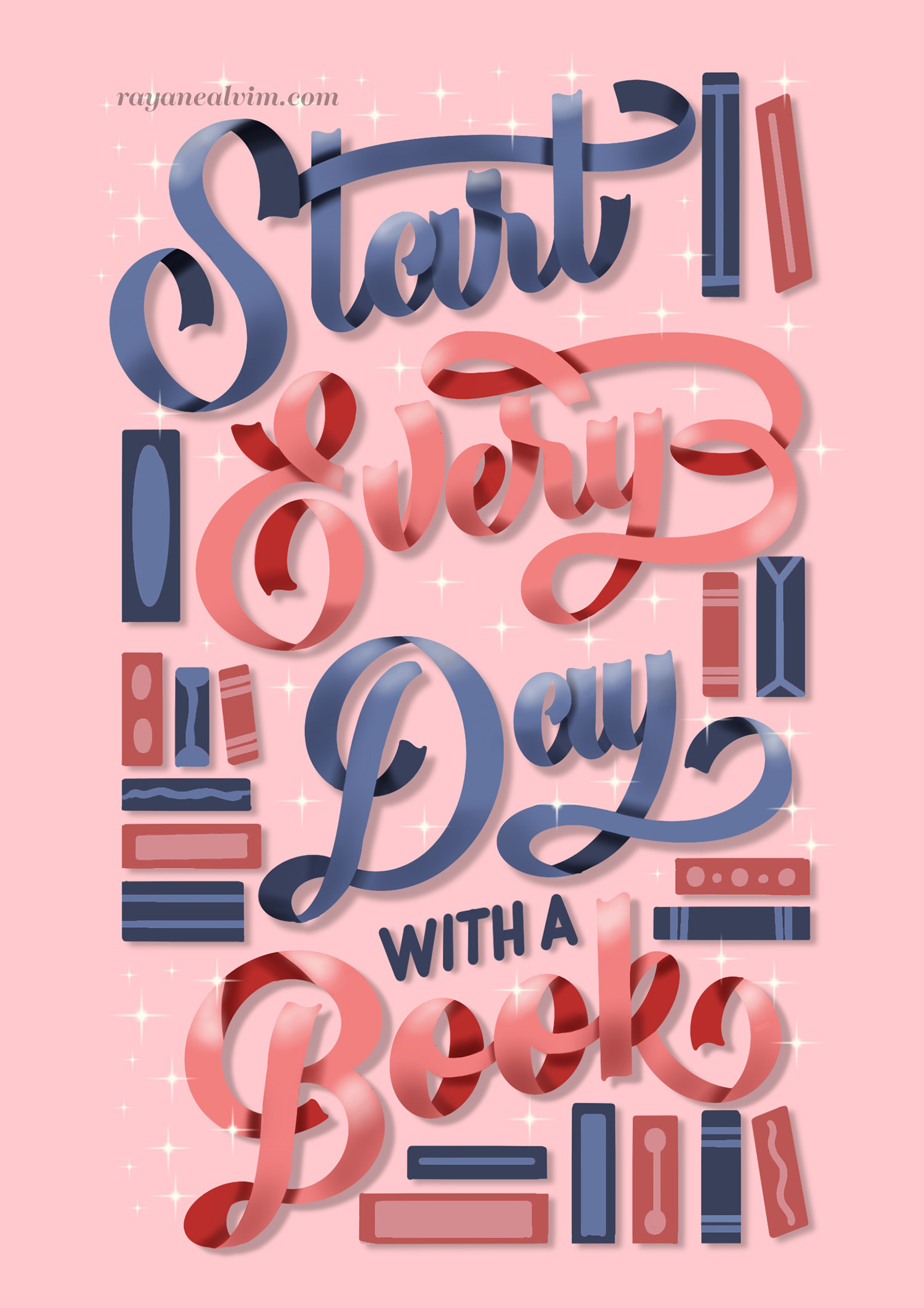 start every day with a book lettering 1