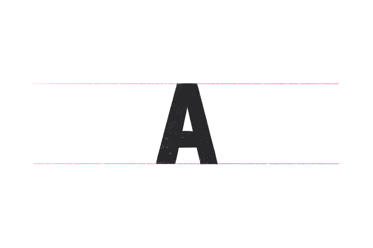 Drawing of the Letter A in black.