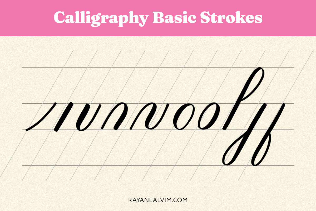 All the calligraphy basic strokes written in black ink.