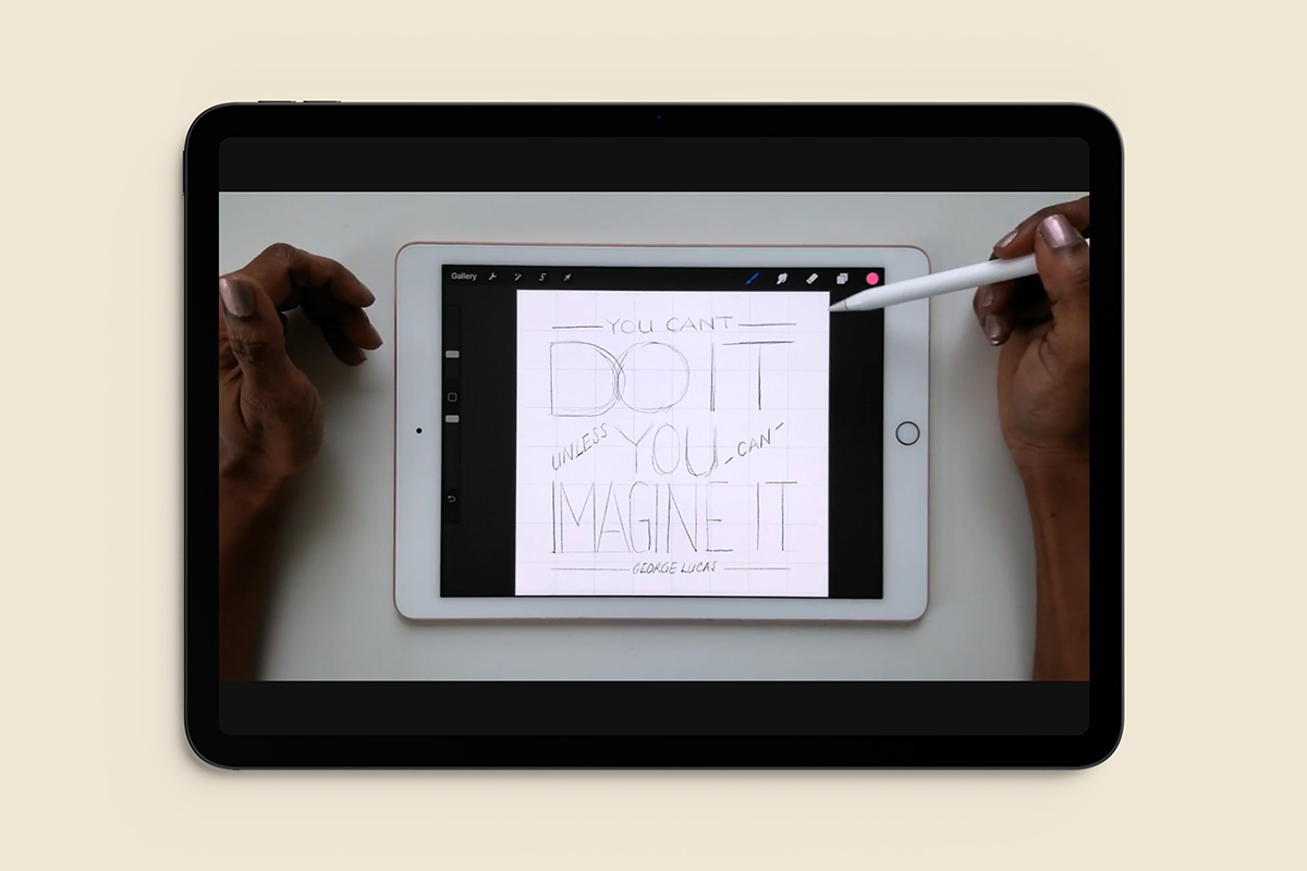 A screenshot of Gia Graham's hand lettering class on Skillshare.